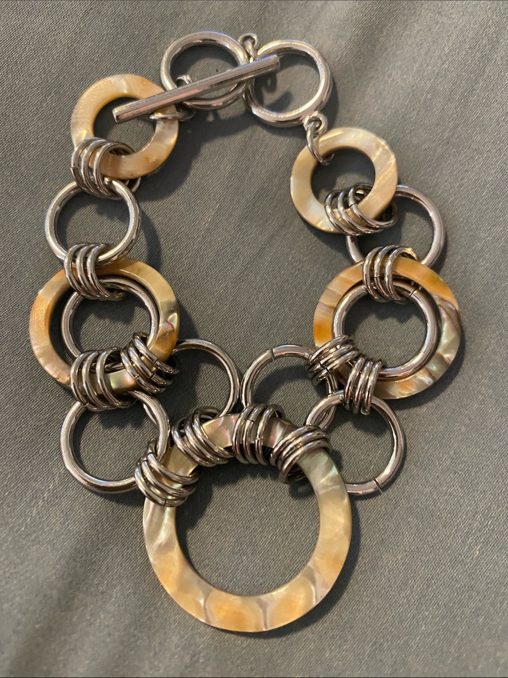 Women’s Tan Mother-of-Pearl Link Statement Bracelet